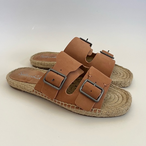 Splendid Blake Buckle Strap Leather Espadrille Slip On Sandals Anthropologie 8.5 - Picture 3 of 10